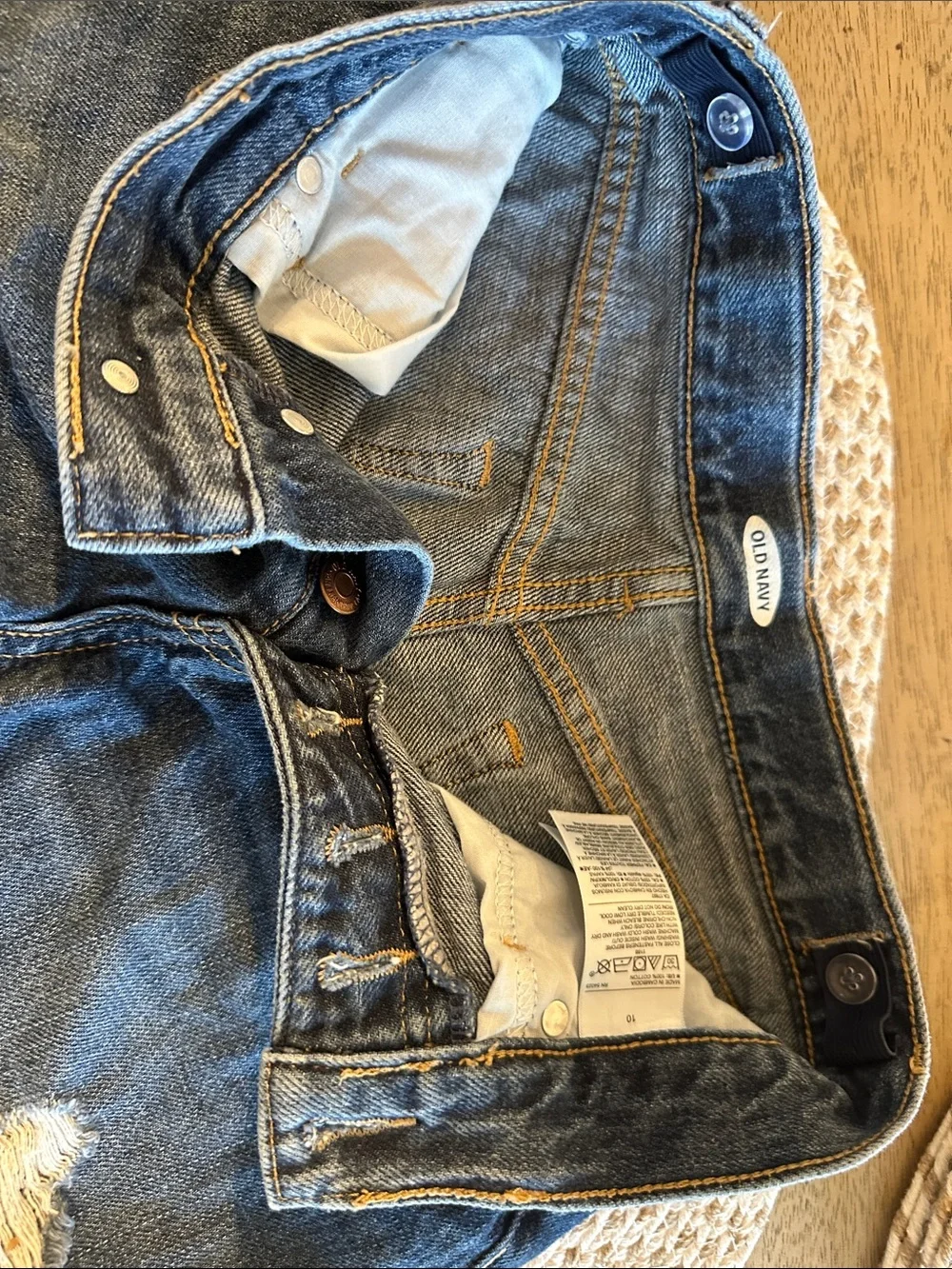 Old Navy Dark Blue High-Rise Distressed Denim Shorts